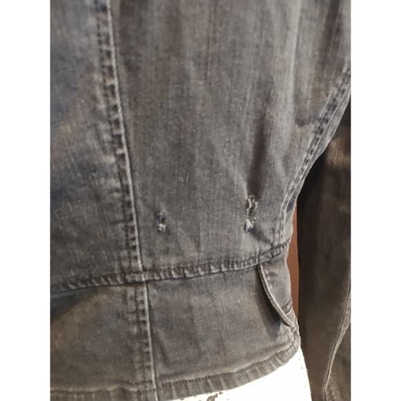 Y2K Gothic Steampunk Moto Biker Jacket Goth Punk Metal Black snap Distressed - Picture 6 of 9